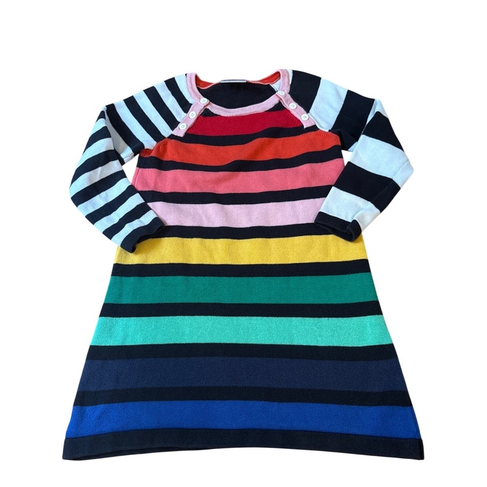 Hanna Andersson Sweater Dress Kids Multicolor Rainbow Striped Knit SIZE 110/5